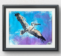 Original Expressive 11×14 Acrylic Bird Animal Art Signed Contemporary Decor P162
