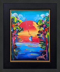 Peter Max „Better World III“ | Unique Acrylic Painting on Paper | 34×28″ Framed
