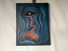 Original Acrylic Painting Mermaid Beach House Seaside Coastal Wall Art