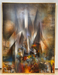 Leonardo Nierman Original Signed „Metropoli“ Artwork Oil Painting on Board