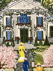 Original Folk Art Painting Raynor Ahmuty Country Church Town Wedding RI MA