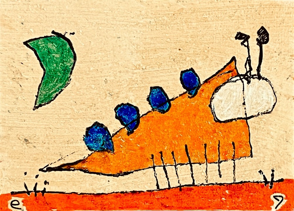 e9Art ACEO ‚the sudden recollection of who he once was‘ outsider childlike art