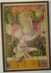 VINTAGE COPY OF CARLO CRIVELLI OIL (ON BOARD) PAINTING OF MADONNA AND CHILD 29”
