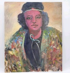 Original Oil Portrait Painting Woman Expressionist Impressionist Art 20×24 Frame