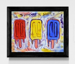 Original 11×14 Expressionism Popsicles Abstract Acrylic Canvas Hand Signed Decor