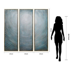 60 In. X 20 In. „Concentric“ – Set of 3 Textured Metallic Hand Painted by Martin
