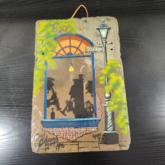 Pierre Louis Laiche New Orleans jazz painting on antique slate tile signed 1996