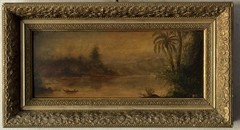 FINE ANTIQUE 19TH CENTURY LANDSCAPE OIL PAINTING OLD HUDSON RIVER SCHOOL 1880s