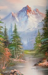 Vintage 8″x10″ Oil Painting Signed Holman Mountain Landscape13″x15″ Wood Frame