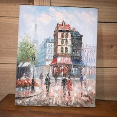 Caroline Burnett (1877-1950) Paris Eiffel on Canvas Original Oil Painting Signed