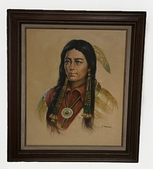 Jacinto Placencio Roman Signed Original Native American Woman Oil Painting