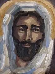 Jesus Christ Original Abstract Oil Painting Portrait Figure Signed