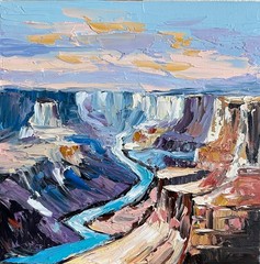 Original Oil Painting Grand Canyon Impasto Landscape Textured Art