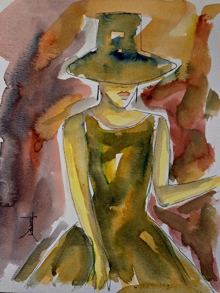 ORIGINAL African American Urban Watercolor painting „Made In The Shade 7“