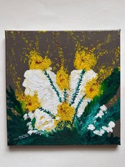 Original Acrylic Flower Painting Contemporary Art 12×12″ Signed W/COA