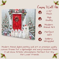 Samoyed Dog Canvas .75″ Personalized Digital Painting Christmas NWT