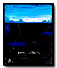 LOVELESS – “MIDNIGHT HORIZON“ abstract original acrylic on canvas 11 X 14 COA