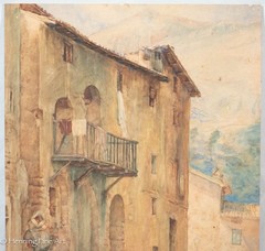 Beautiful Orazio Amato Antique Painting of Village Street Scene, Early & Rare