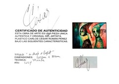 Acrylic On Canvas painting By Carlos Cesar cuban art 41×30 In T A Drog O Light