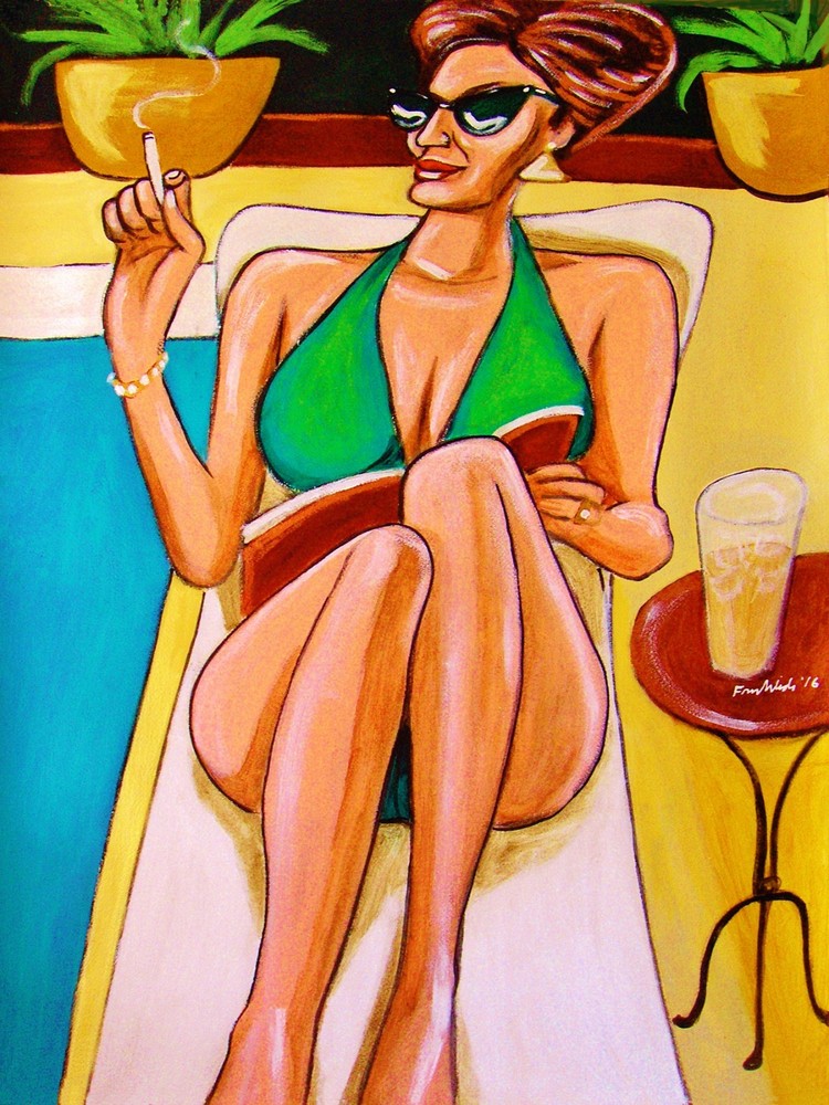 EVA GREEN PAINTING sin city casino royale white bird blizzard sexy bathing suit