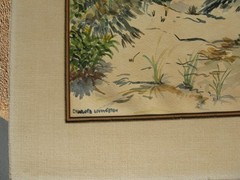 Charlotte Livingston Shoreline Watercolor Painting-Morristown NJ-matted/masonite