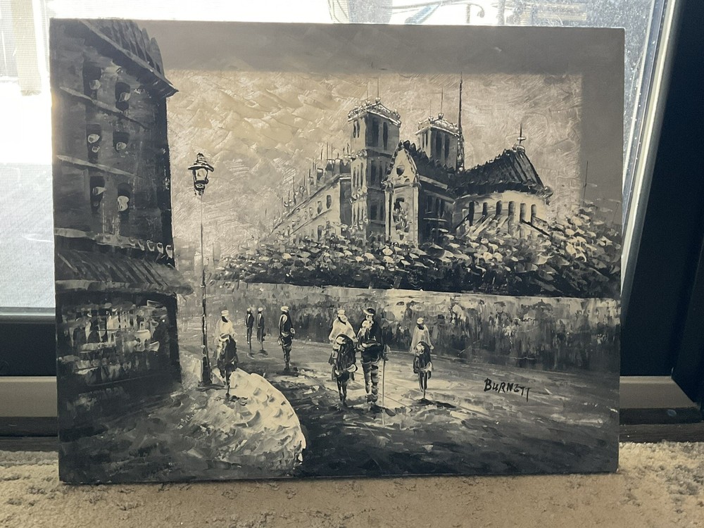 Caroline Burnett oil painting Black & White