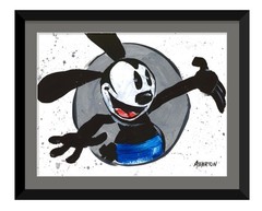 9×12 Original Oswald Inspired Rabbit Painting on Paper Pop Art by Jim Atherton