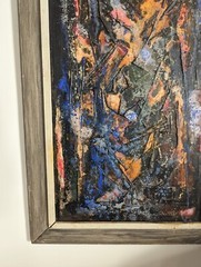 54″ Vintage 60s EUGENE WINTERS Painting mcm Abstract Expressionist Impasto blues