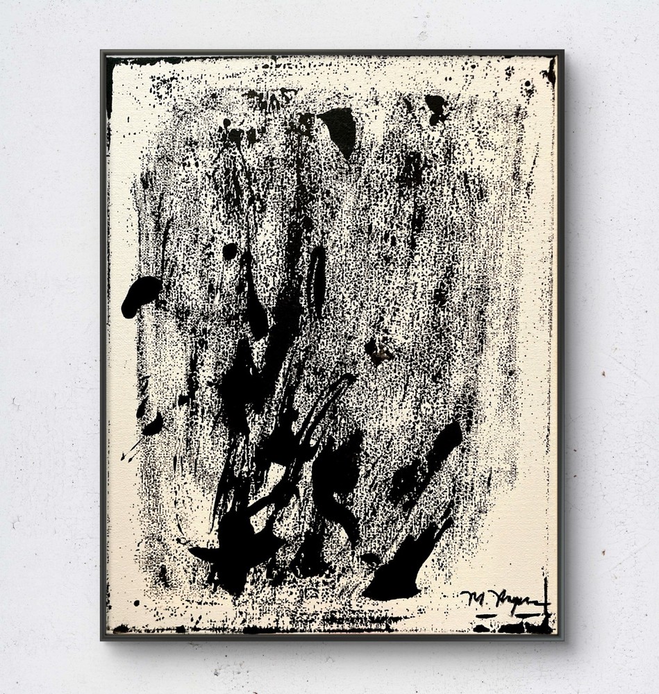 Mary Myers Original Abstract Expressionism 11×14 Black White Interpretive