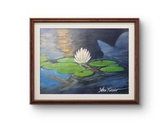 Lilly Pads On The Lake 9×12 Canvas Paper Painting