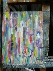 NOT QUITE SURE abstract new oil painting 8×10 wood original WOW signed Crowell