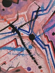 Original Illegibly Signed Watercolor Painting 13×11 Framed Abstract Modern Art