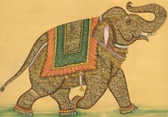 Mughal Miniature Painting Of Elephant Handmade Vintage Hunting Art On Elephant