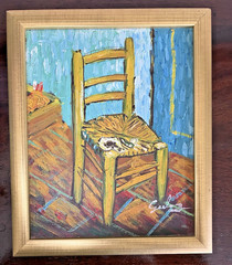 Vincent van Gogh 1853-1890 Oil on Canvas Vincents Chair Signed Czesler 9×11″
