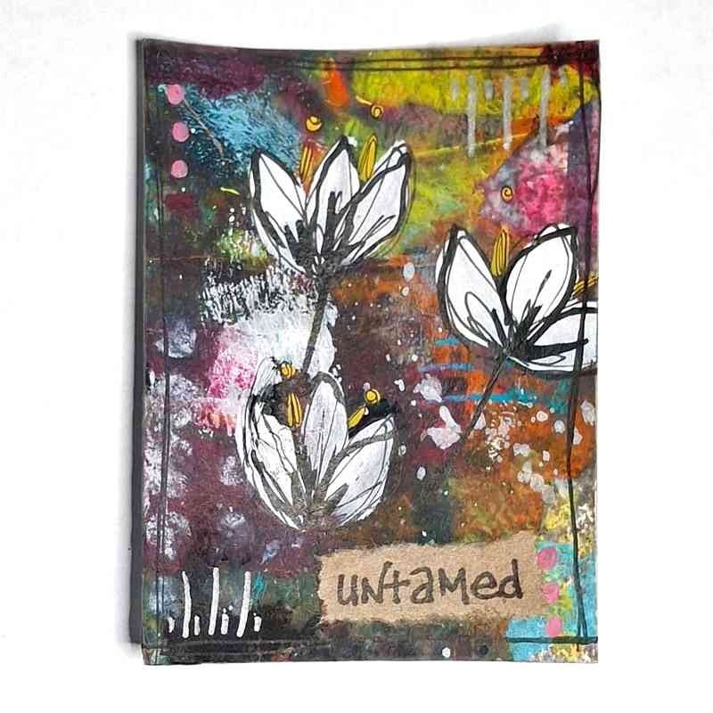 Graffitti Flower #1b – ACEO Mixed Media Floral Street Art Style Recycled Paper