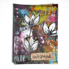 Graffitti Flower #1b – ACEO Mixed Media Floral Street Art Style Recycled Paper