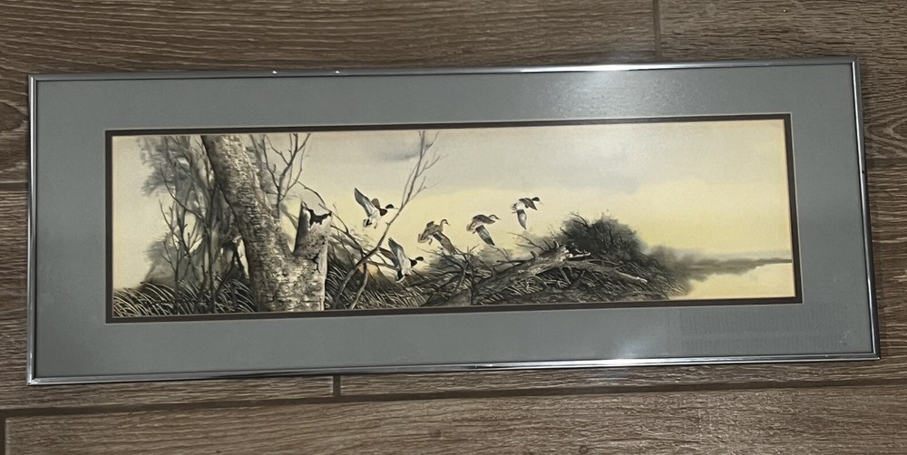 Vintage 1985 Signed Watercolor Ducks In Nielsen Frame