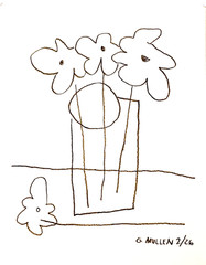 Original Spring Flowers Glass Vase 11×14 Pencil Paper Abstract Modern Cubism Art