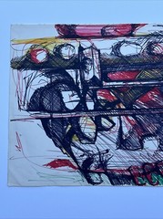 ABSTRACT DRAWING MODERNISM NON OBJECTIVE MYSTERY EXPRESSIONISM MID CENTURY ART