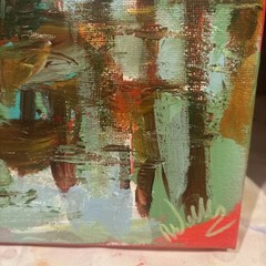 Landscape painting Сanvas wall-art signed 11×14 In Palm Trees Original Designer
