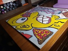 Original Painting Eyes On The Prize Pizza Glue Ocular Injury Feces Lowbrow Toons