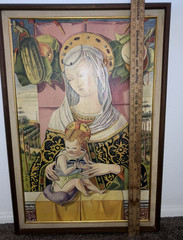 VINTAGE COPY OF CARLO CRIVELLI OIL (ON BOARD) PAINTING OF MADONNA AND CHILD 29”