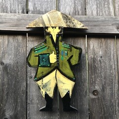 Vtg Original Folk Art DAN SHUPE MCM Napoleon France Painted Wood Wall Figure