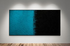 XXL Rothko Style Turquoise & Black Color Field Abstract Painting 59×30 in