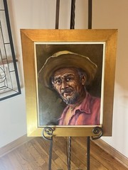 Vintage Framed Oil on Canvas Brazilian School Farmer Signed „Chedige“ MCM
