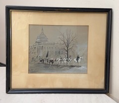 Vintage original 1963 Mary Jo Waters JFK presidential funeral acrylic painting