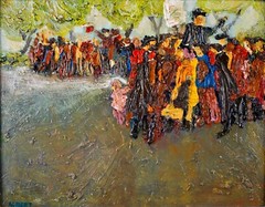Vintage Framed Original Impressionist Oil on Board „Hyde Park“ By Fred Albert