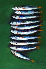 fish stylish modern art Oil painting UKRAINE DEMENKO NATALIA 8X12