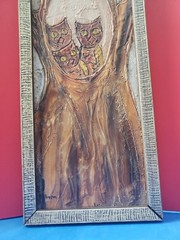 Brazelton Gallery Lynn Brazelton Owl Halloween Painting Signed 25 x 7″