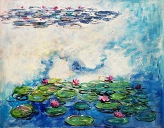 Monet Pond #e3D-10, 20×24, 100% Hand Painted Reproduction Oil Painting